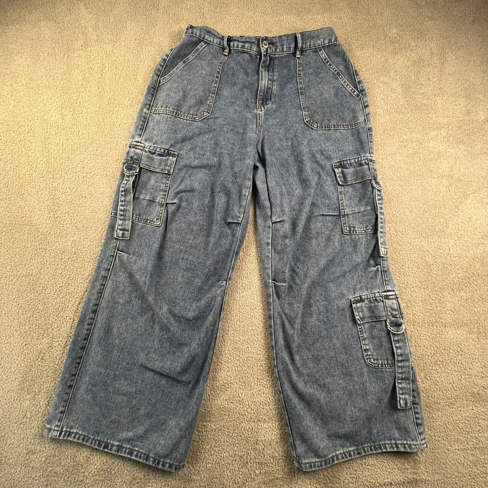 Barrel Leg Cargo Jeans Womens Plus Size XL Denim Wide Utility Shein Curve Rave